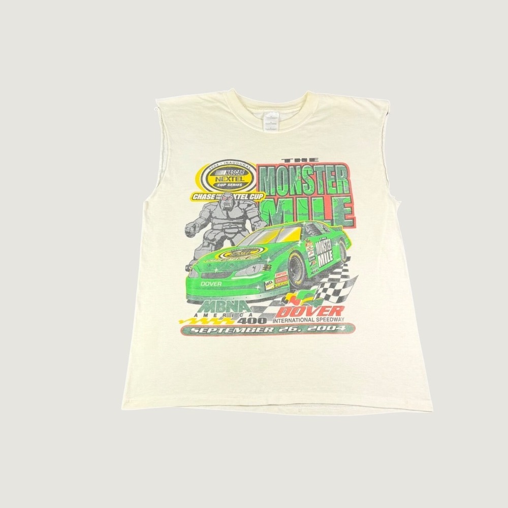 Vintage 2004 NASCAR Monster Mile Dover Speedway Muscle Tee Shirt Mens Large
